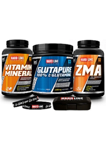 Hardline Nutrition Glutapure 500 Gr + Vitamin Minarel + Zma