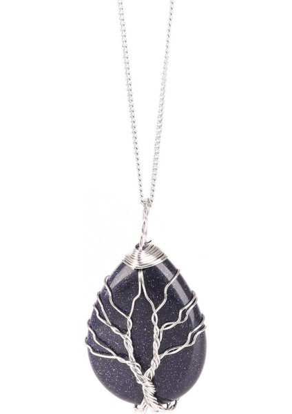 Yıldız Taşı Sentetik Taş Tel Sarmalı Kolye