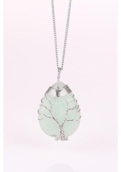 Florit Doğal Taş Tel Sarmalı Kolye