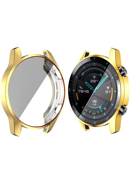 Huawei Watch Gt2 46MM Uyumlu Önü Kapalı Silikon Ekran ve Kasa Koruyucu Kılıf