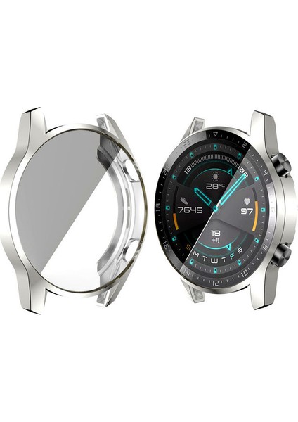 Huawei Watch Gt2 46MM Uyumlu Önü Kapalı Silikon Ekran ve Kasa Koruyucu Kılıf