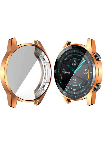 Huawei Watch Gt2 46MM Uyumlu Önü Kapalı Silikon Ekran ve Kasa Koruyucu Kılıf