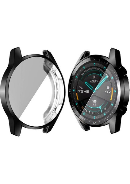 Huawei Watch Gt2 46MM Uyumlu Önü Kapalı Silikon Ekran ve Kasa Koruyucu Kılıf