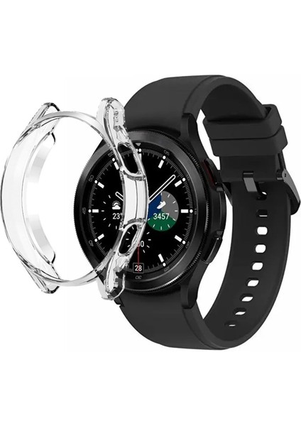 Samsung Galaxy Watch 4 44MM Uyumlu Önü Kapalı Silikon Ekran ve Kasa Koruyucu Kılıf