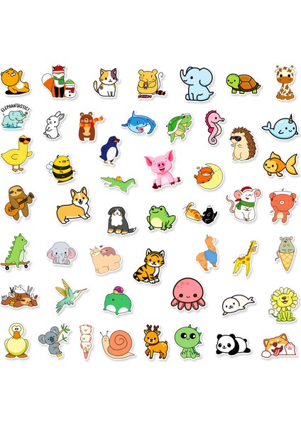 Sevimli Hayvanlar Çıkartmaları, 50'li Set, Suya Dayanıklı ve UV'ye Dayanıklı, Tüm Aletleriniz için Mükemmel (Yurt Dışından) indirimleri