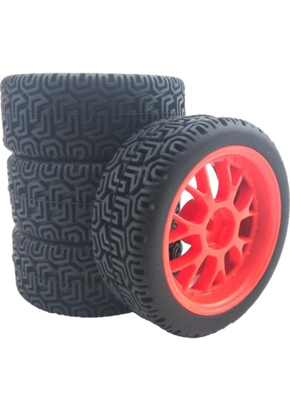 4 Adet Zarif 1:10 Hex 12MM Yol Lastikleri Tamiya CC01 Axial SCX10 Kırmızı (Yurt Dışından)