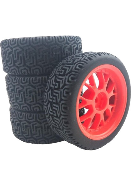 4 Adet Zarif 1:10 Hex 12MM Yol Lastikleri Tamiya CC01 Axial SCX10 Kırmızı (Yurt Dışından)