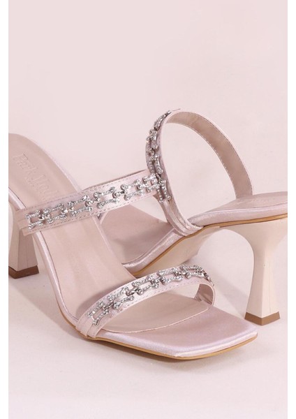 Duygu Shoes Tashie Topuklu Kadın Saten Terlik Iki Bantlı Küt Burunlu fiyatları