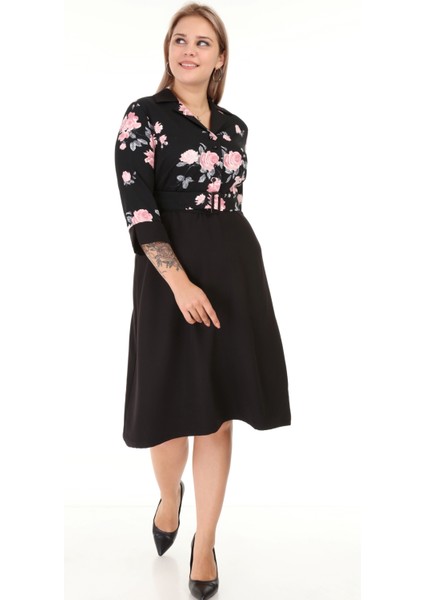 Büyük Beden Elbise Kemerli Şık Tasarım