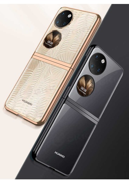 Huawei P50 Pocket Kılıf Şeffaf Kenar Renkli Sert Siyah fiyatları