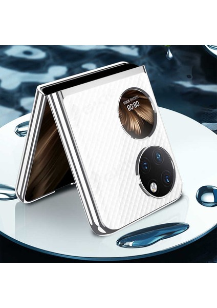 Huawei P50 Pocket Kılıf Şeffaf Kenar Renkli Sert Gold modelleri