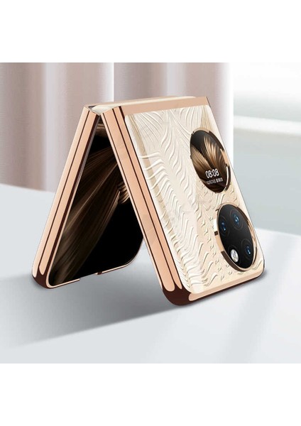 Huawei P50 Pocket Kılıf Şeffaf Kenar Renkli Sert Gold fırsatları