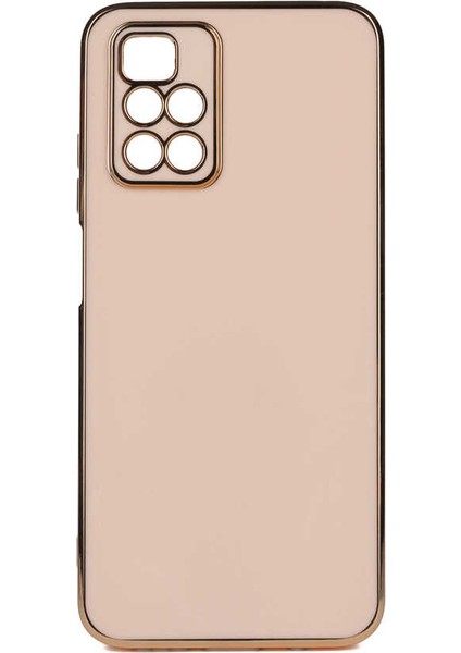 Xiaomi Redmi 10 2022 Kılıf Bark Parlak Silikon Renkli Kenarları Rose Bronz