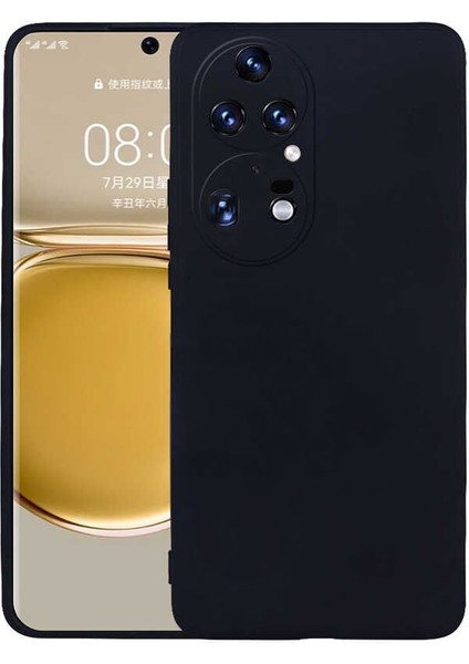 Huawei P50 Pro Kılıf Kamera Korumalı Premier Mat Silikon + Full Ekran Koruyucu Siyah