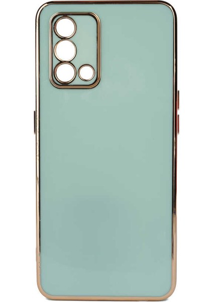 Oppo A74 4g Kılıf Bark Parlak Silikon Renkli Kenarları Rose Yeşil