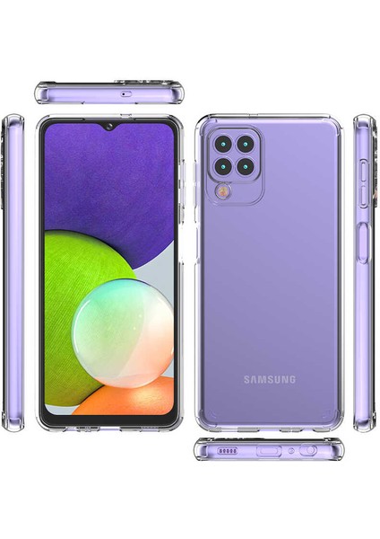 Casestreet Samsung Galaxy M22 Kılıf Coss Şeffaf Sert Kapak Silikon 5mm +Nano Glass Renksiz