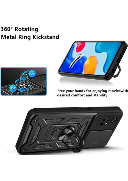 Casestreet Xiaomi Poco M4 Pro 5g Kılıf Sert Silikon Tank Aramid Sürgülü Vega Yüzüklü Lacivert