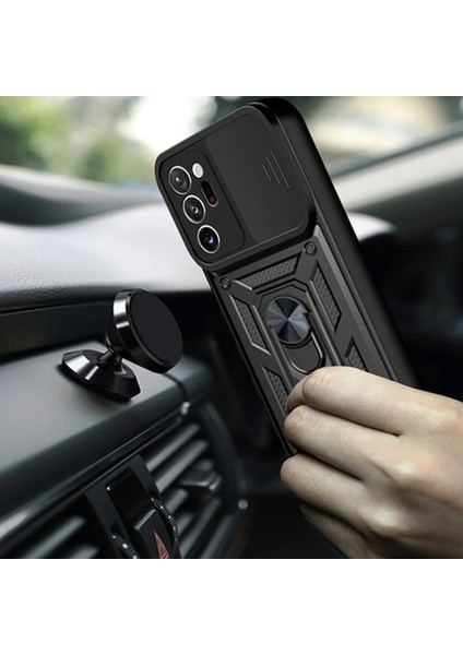 Casestreet Samsung Galaxy Note 20 Ultra Kılıf Sert Silikon Tank Aramid Sürgülü Vega Yüzüklü Siyah fiyatları