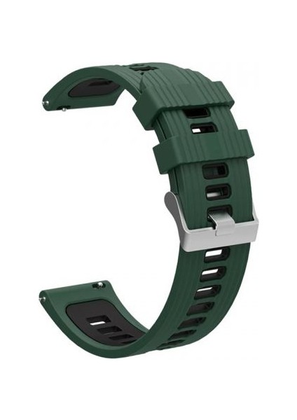 Samsung Galaxy Watch Active 2 40MM Kordon Delikli Çift Renk Şık Tasarım Krd 55 Koyu Yeşil