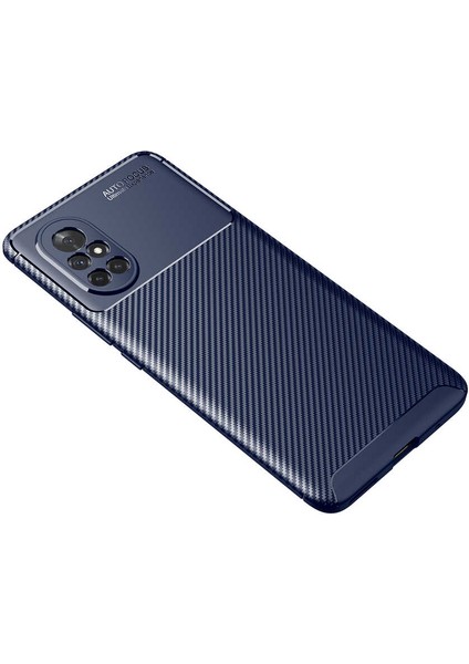 Casestreet Huawei Nova 8i Kılıf Negro Karbon Kamera Korumalı Silikon Lüx Lacivert