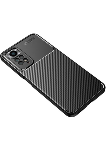 Casestreet Xiaomi Redmi Note 11 Global Kılıf Negro Karbon Kamera Korumalı Silikon+Nano Glass Siyah