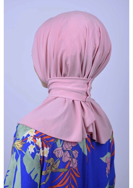 Belifanti Collection Kadın Tesettür Çıtçıtlı Bone Sandy Hijab Boyunluk Bone Pembe