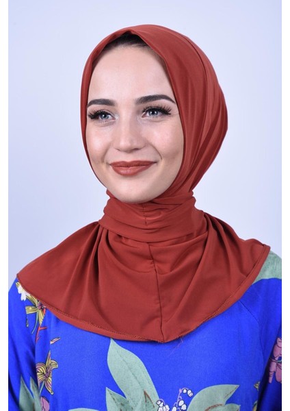 Belifanti Collection Kadın Tesettür Çıtçıtlı Bone Sandy Hijab Boyunluk Bone Kiremit