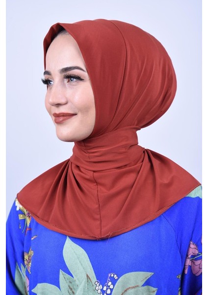 Belifanti Collection Kadın Tesettür Çıtçıtlı Bone Sandy Hijab Boyunluk Bone Kiremit