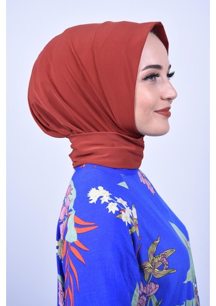 Belifanti Collection Kadın Tesettür Çıtçıtlı Bone Sandy Hijab Boyunluk Bone Kiremit