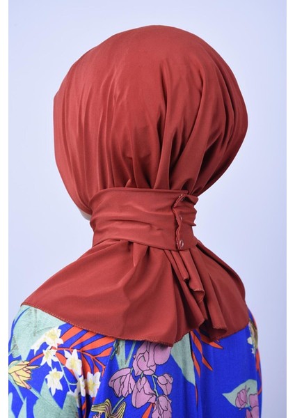 Belifanti Collection Kadın Tesettür Çıtçıtlı Bone Sandy Hijab Boyunluk Bone Kiremit