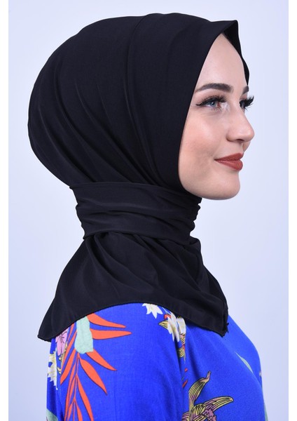 Belifanti Collection Kadın Tesettür Çıtçıtlı Bone Sandy Hijab Boyunluk Bone Siyah