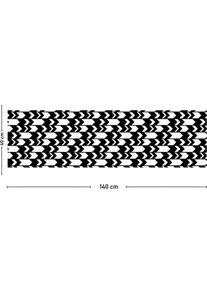 Siyah Beyaz Ok Desenli Dijital Baskılı Runner 140X40