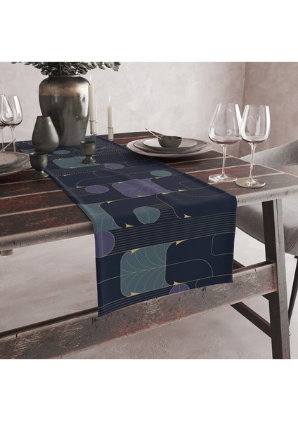 Art Deco Desenli Dijital Baskılı Runner 140X40