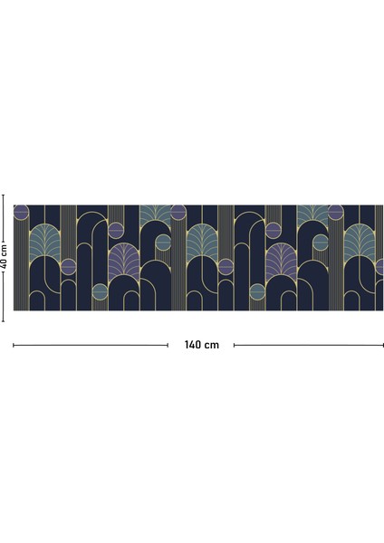 Art Deco Desenli Dijital Baskılı Runner 140X40
