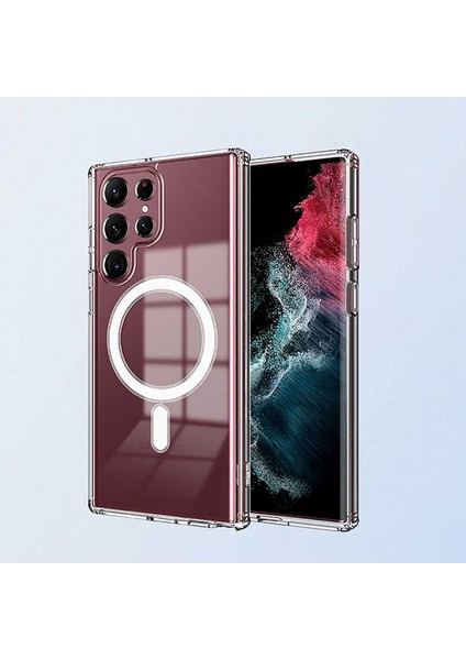 Samsung Galaxy S22 Ultra Kılıf Wireless Tacsafe Antishock Ultra Koruma Sert Kapak Renksiz fiyatları