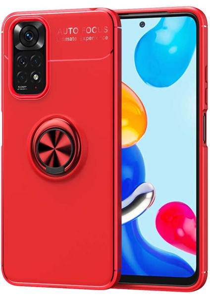 Xiaomi Redmi Note 11S Global Kılıf Ravel Silikon Yüzüklü Mıknatıslı Kamera Korumalı Kırmızı