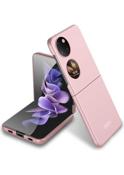 Huawei P50 Pocket Kılıf Yüzüklü Sert Silikon Mat Bronz