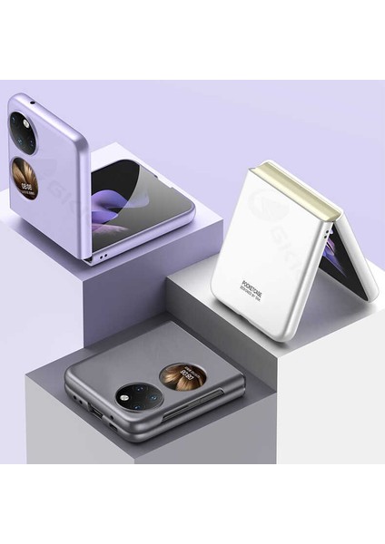 Huawei P50 Pocket Kılıf Yüzüklü Sert Silikon Mat Bronz
