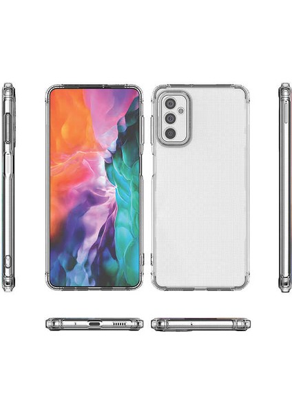 Samsung Galaxy M23 Kılıf Süper Silikon Kamera Korumal Şeffaf+Nano Glass