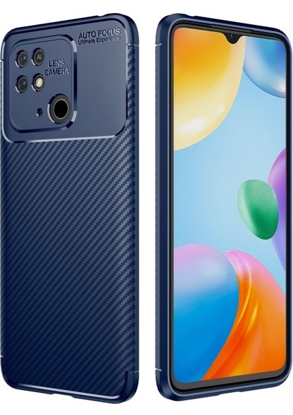Xiaomi Redmi 10C Kılıf Negro Karbon Kamera Korumalı Silikon Lüx Lacivert