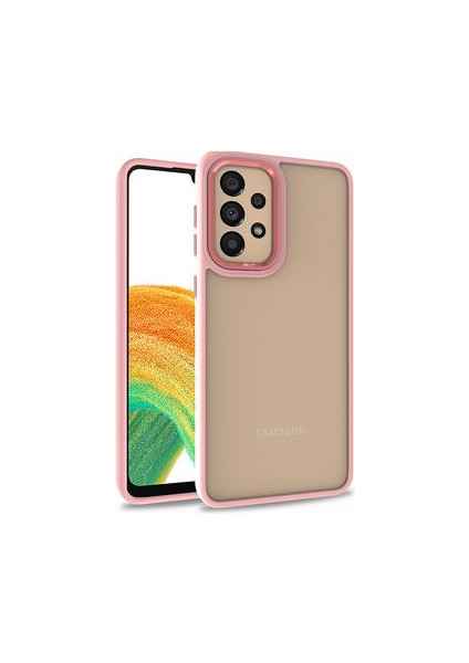 Samsung Galaxy A52S 5g Flora Sert Silikon Arkası Cam Şeffaf Pembe