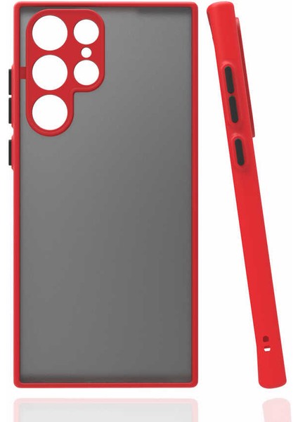 Samsung Galaxy S22 Ultra Kılıf Hux Kamera Korumalı Silikon Kırmızı