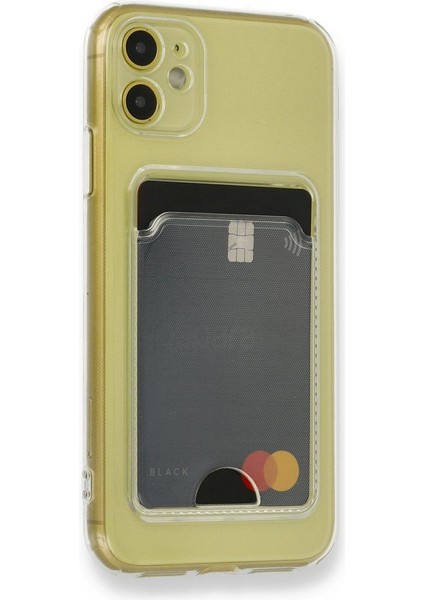 Apple iPhone 11 Kılıf 1 Adet Kartlıklı Şeffaf Silikon Lüx Korumalı