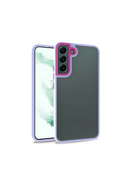 Samsung Galaxy S22 Plus Flora Sert Silikon Arkası Cam Şeffaf Mor