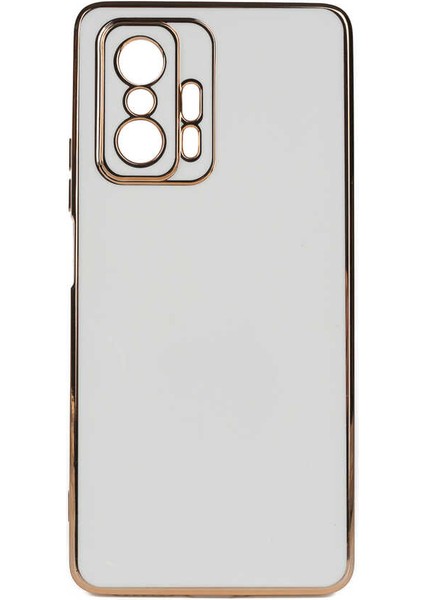 Xiaomi Mi 11T Kılıf Bark Parlak Silikon Renkli Kenarları Rose Beyaz