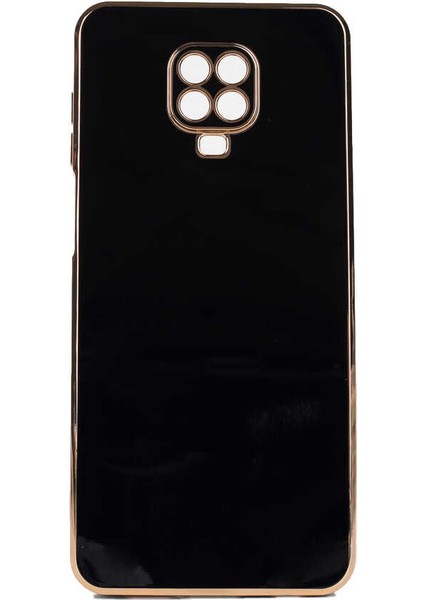 Xiaomi Redmi Note 9s Kılıf Bark Parlak Silikon Renkli Kenarları Rose Siyah