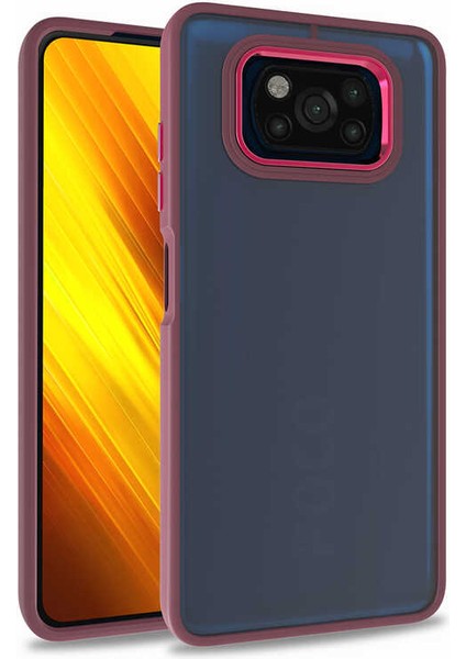 Xiaomi Poco X3 Pro Kılıf Flora Sert Silikon Arkası Cam Şeffaf Kırmızı