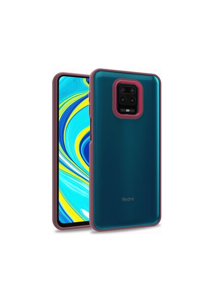 Xiaomi Redmi Note 9s Flora Sert Silikon Arkası Cam Şeffaf Kırmızı