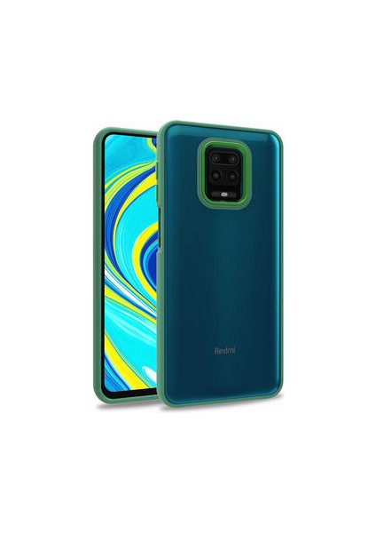 Xiaomi Redmi Note 9 Pro Flora Sert Silikon Arkası Cam Şeffaf Yeşil