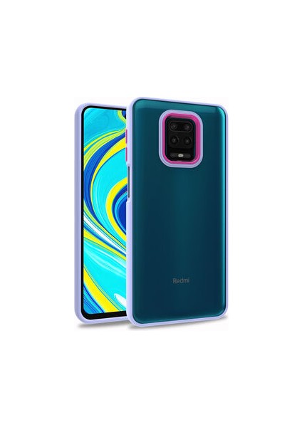 Xiaomi Redmi Note 9s Flora Sert Silikon Arkası Cam Şeffaf Mor